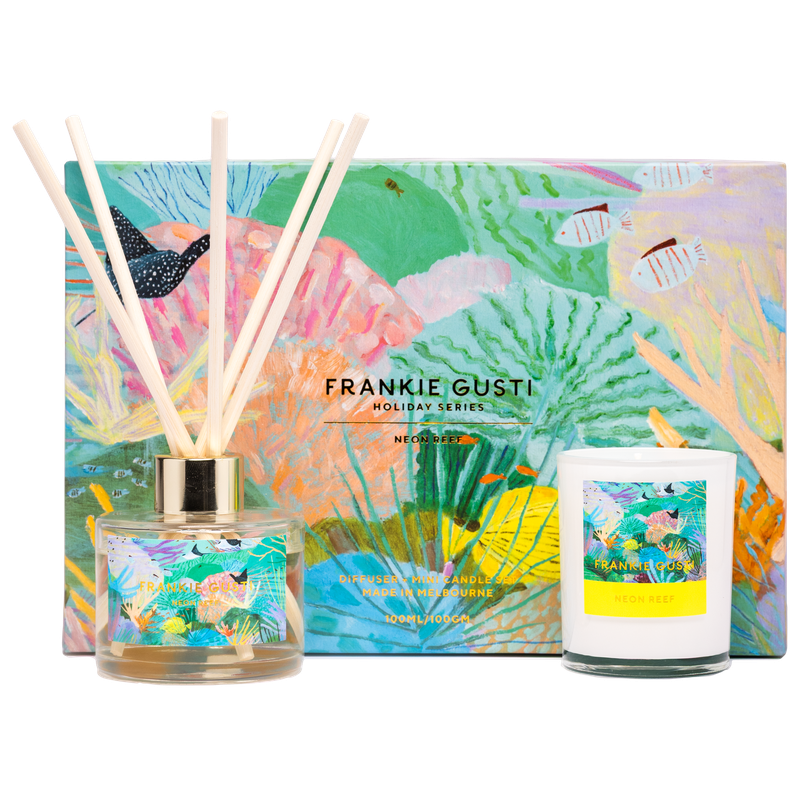 Frankie Gusti Holiday Series Neon Reef Duo Diffuser + Mini Candle set