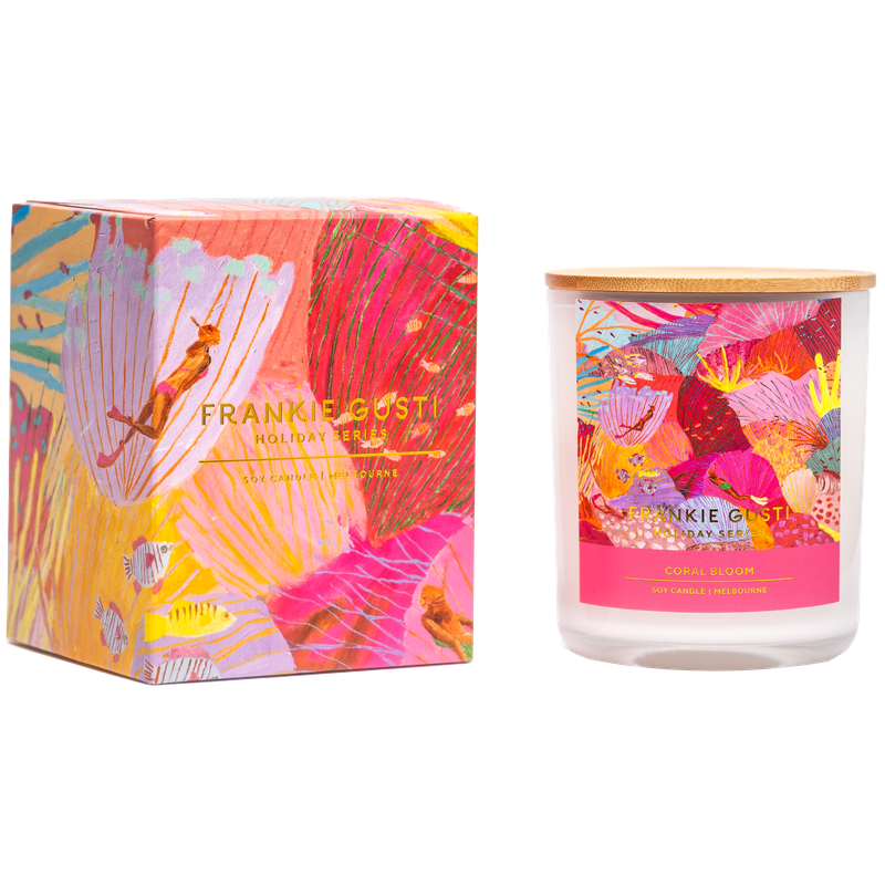 Holiday series Candle Coral Bloom
