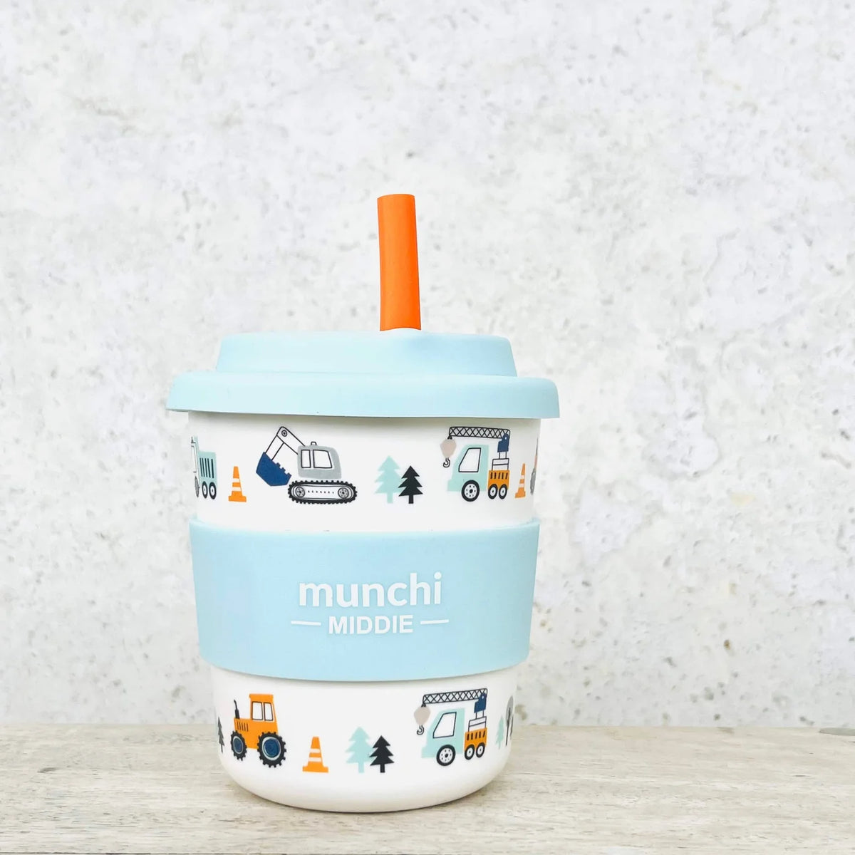 TRUCK MIDDIE SINGLE CUP (8OZ/240ML) ORANGE STRAW INCLUDED